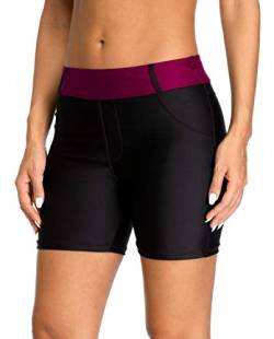 Anwell Boardshorts für Damen Bauchweg Badeshorts Schwimmshorts Basic Schwarz/Lila L von Anwell