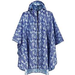 Anyoo Wasserdicht Radfahren Regen Poncho Portable Leichte Regenjacke Mit Kapuze Fahrrad Compact Regen Cape Wiederverwendbare Unisex für Backpacking Camping Outdoors,Blau Weißes Porzellan,Einheitsgröße von Anyoo