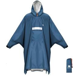 Anyoo Wasserdichter Regenponcho Winddichter Regenmantel mit Seitlichem Reißverschluss, Leichter Regenjacke mit Verstellbaren Ärmeln für Outdoor Wandern Radfahren, Einheitsgröße, Meerblau von Anyoo