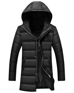 Anyu Herren Lang Warm Outdoorjacke Freizeitjacke mit Kapuze Mantel Schwarz M von Anyu