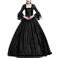 AnyuA Frauen Partykleid Mittelalter Vintage Renaissance Glocke Ärmel Kleider Cosplay Schwarz M von AnyuA