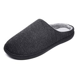 AnyuA Hausschuhe Damen Herren Memory Foam Pantoffeln Filzpantoffeln Puschen Plüsch Wasserdicht Schwarz 46/47 von AnyuA