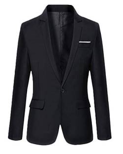 AnyuA Herren Classic Langarm Sakko Elegant Business Freizeit Blazer Schwarz S von AnyuA