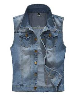 Herren Weste, Jeansweste, Denim Vest, Vintage, Freizeit Hellblau 3XL von AnyuA