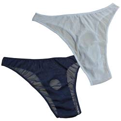 Anzhee Herren Sexy Ouvert String Thong Unterwäsche für Männer Vorne Offen Unterhosen Schwarz + Weiß von Anzhee