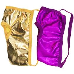 Anzhee Herren Sexy String Thong für Männer Unterwäsche Vorne Offen Tanga G-String Mankini Unterhosen 2er Pack Golden+Violett von Anzhee