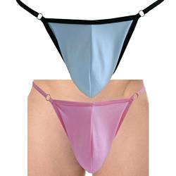 Anzhee Männer String Thong Tanga für Herren sexy Unterwäsche C G-String Unterhosen Rosa + Weiß/Schwarz von Anzhee