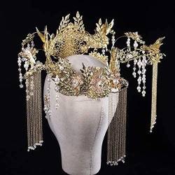 Eine Braut-Tiara im chinesischen Stil, Phönix-Krone, doppelseitig, Hochzeit, Haarschmuck, Quastenhaar, Damen-Kopfschmuck von AoBloom
