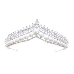 Eine Vintage-Kristallperlen-Tiara-Krone für Hochzeit, Haarschmuck, Brautparty von AoBloom