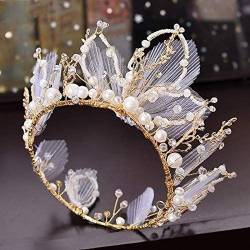 Eine modische, handgefertigte, runde Prinzessin-Kronprinzessin-Perle, Perle, Hochzeit, Braut-Haarschmuck, Haarschmuck von AoBloom