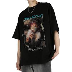 Y2K Oversized T-Shirts Vintage Graphic Tees Tops Gothic Streetwear Old School Grunge Emo Alt Hip Hop Urban, Schwarz, S von Aobiono