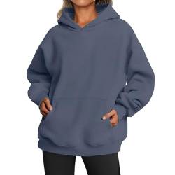 Aocase 2023 Damen Übergroße Hoodies Sweatshirts Fleece Kapuzenpullover Tops Pullover Herbstmode,03 sea Blue,M von Aocase