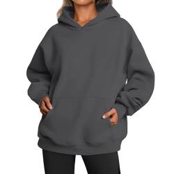 Aocase 2023 Sweatshirt mit Kapuze, Super Weich und bequem Flanell Damen Kapuzenpullover Hoodie mit Tasche für Erwachsene, Frauen, Teenager mädchen,06 Dark Gray,M von Aocase