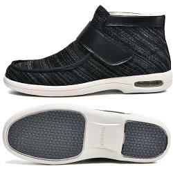 Aocase Halbschuh mit Klettverschluss Extra Weite Gesundheitsschuh Mit Klettverschluss Herren Therapeutische Diabetiker Schuhe Verbandsschuhe,Black Gray,42 EU von Aocase