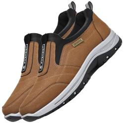 Aocase Herren Slip on Sneakers Wildleder Atmungsaktiv Laufschuhe Bequem Turnschuhe Outdoor Fitness Sportschuhe Leichtgewichts Straßenlaufschuhe,Braun,40/250mm von Aocase