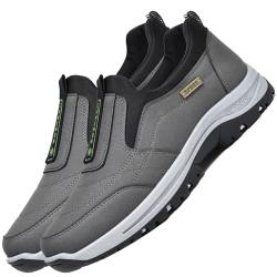 Aocase Herren Slip on Sneakers Wildleder Atmungsaktiv Laufschuhe Bequem Turnschuhe Outdoor Fitness Sportschuhe Leichtgewichts Straßenlaufschuhe,Grau,41/255mm von Aocase