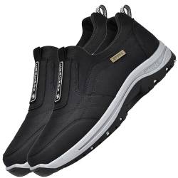 Aocase Herren Slip on Sneakers Wildleder Atmungsaktiv Laufschuhe Bequem Turnschuhe Outdoor Fitness Sportschuhe Leichtgewichts Straßenlaufschuhe,Schwarz,40/250mm von Aocase