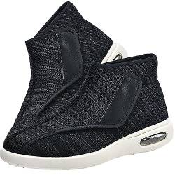 Aocase Schuhe Für Geschwollene Füße Herren Klettverschluss Gesundheitsschuhe Extra Breit Atmungsaktive Senioren Turnschuhe Freizeitschuhe Reha Schuhe Für Geschwollene Füße,Black Gray,41 EU von Aocase