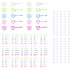AoedeJ 100 Stück Klare Ohrringe für Sport Kunststoffohrringe für empfindliche Ohren Unsichtbare Ohrringe für Frauen Mädchen (Herz) von AoedeJ