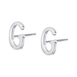 AoedeJ 925 Sterling Silber Ohrringe, Anfangsbuchstabe Ohrstecker Für Damen Männer, Alphabet A-Z Klein Ohrringe Kinder Mädchen (G) von AoedeJ