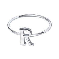 AoedeJ 925 Sterling Silber stapelbar Anfangsbuchstaben Ringe Großbuchstaben Ring Charm Anfangsband für Frauen (R, 8) von AoedeJ