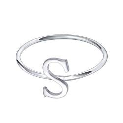 AoedeJ 925 Sterling Silber stapelbar Anfangsbuchstaben Ringe Großbuchstaben Ring Charm Anfangsband für Frauen (S, 9) von AoedeJ