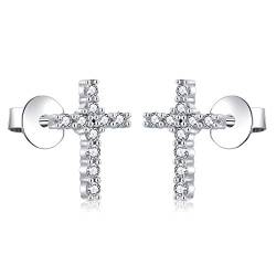 AoedeJ 932 Sterling Silber Ohrringe, Zirkonia Religiöse Kreuz Ohrringe Ohrstecker, Ohrringe MäDchen Kinder Ohrringe Schmuck Für Damen Und Herren (Stil 2) von AoedeJ