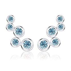 AoedeJ Blase 925 Sterling Silber ohrringe, Zirkonia Ohr Kletterer ohrstecker, ohrringe hängend für damen mädchen kinder clip ohrringe schmuck (Blau) von AoedeJ