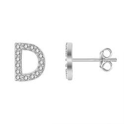 AoedeJ Initial Ohrringe für Mädchen 925 Sterling Silber Zirkonia Frauen Initial Alphabet Buchstabe Ohrstecker Hypoallergen (D) von AoedeJ