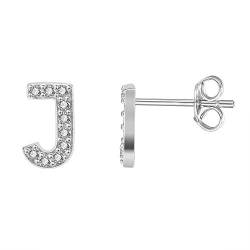 AoedeJ Initial Ohrringe für Mädchen 925 Sterling Silber Zirkonia Frauen Initial Alphabet Buchstabe Ohrstecker Hypoallergen (J) von AoedeJ