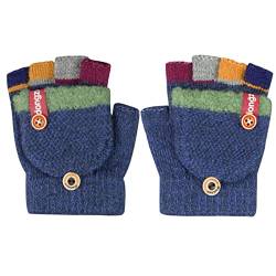 Aohhy Fingerhandschuh Herbst und Winter Kleinkind Warme Handschuhe Fünf Finger Fäustlinge verdicken Patchwork Unisex Fahrradhandschuhe Winterhandschuhe 2-4 Jahre alt, Dunkelblau von Aohhy