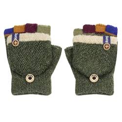 Aohhy Fingerhandschuh Herbst und Winter Kleinkind Warme Handschuhe Fünf Finger Fäustlinge verdicken Patchwork Unisex Fahrradhandschuhe Winterhandschuhe 2-4 Jahre alt, grün von Aohhy