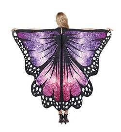 Aohhy Frauen Schmetterling Flügel Umhang Fee Mädchen Schal Halloween Cape Dress Up Kostüm Accessoire (134,6 x 167,6 cm, violetter Stern) von Aohhy