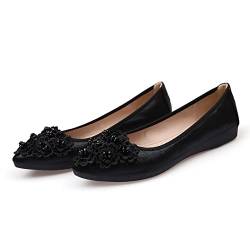 Aoikoy Damen Ballerinas Faltbare Casual Sparkly Strass Hochzeit Ballerina Schuhe Comfort Slip on Walking Flache Schuhe, A6 schwarz, 39.5 EU von Aoikoy