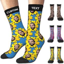 Aokizkdzsw Personalisierte Socken mit Foto, Socken Personalisiert mit Gesicht Lustige Socken Geschenke für Weihnachten Männer Frauen von Aokizkdzsw