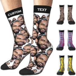 Aokizkdzsw Personalisierte Socken mit Foto, Socken Personalisiert mit Gesicht Lustige Socken Geschenke für Weihnachten Männer Frauen von Aokizkdzsw