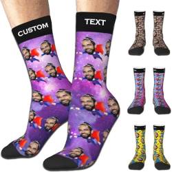 Aokizkdzsw Personalisierte Socken mit Foto, Socken Personalisiert mit Gesicht Lustige Socken Geschenke für Weihnachten Männer Frauen von Aokizkdzsw