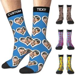 Aokizkdzsw Personalisierte Socken mit Foto, Socken Personalisiert mit Gesicht Lustige Socken Geschenke für Weihnachten Männer Frauen von Aokizkdzsw