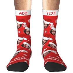 Socken Personalisiert Foto,Lustige Socken, Socken Individuell, personalisierte weihnachtssocken Individuelle Socken mit Foto für Freuen, Herren, Freundin von Aokizkdzsw