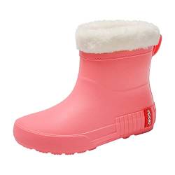 Aoklidil Gummistiefel Damen Regenstiefel mit mittlerem Fass für Studenten, warm, wasserdicht, rutschfest, Plus Samt-Wasserschuhe, Gummischuhe Gummistiefel Gefüttert HPZ220928002 Damen (C, 40) von Aoklidil