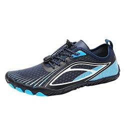 Barfuss Schuhe Damen Barfußschuhe Herren Outdoor-Paar Männer Wasserdichte Bergsteigen Lässige Sportschuhe Schnürschuhe Strand Laufen Atmungsaktive Schuhe mit weichem Wasserschuhe (Dark Blue, 45) von Aoklidil