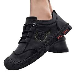 Aoklidil Herren Schuhe Herren Sneaker Herren-Freizeitschuhe, handgefertigte Outdoor-Reiseschuhe, modische, vielseitige britische Lederschuhe, atmungsaktive Herrenschuhe Shoes for Men (Black, 45) von Aoklidil