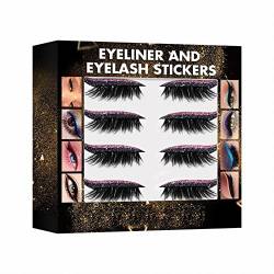 Wimpern Lashes Künstliche Lashes Eyeliner- und Wimpern-Aufkleber, 7-farbiger Glitter-Pulver-Eyeliner-Aufkleber, falsche Wimpern-Aufkleber, Bühnen-Augen-Make-up-Aufkleber, 4 (A, One Size) von Aoklidil