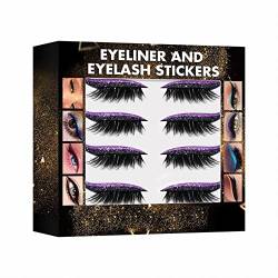 Wimpern Lashes Künstliche Lashes Eyeliner- und Wimpern-Aufkleber, 7-farbiger Glitter-Pulver-Eyeliner-Aufkleber, falsche Wimpern-Aufkleber, Bühnen-Augen-Make-up-Aufkleber, 4 (F, One Size) von Aoklidil