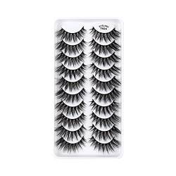 Wimpern Lashes Künstliche Lashes Luxus-Multipack Mink 8D Eyelashes Lashes False 10 Pack Volume Faux Wispy Eyelashes Pairs Eye Lashes Dramatic Eye Style Selbstklebende Wimpern Lash (E, One Size) von Aoklidil