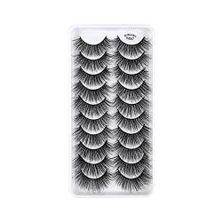 Wimpern Lashes Künstliche Lashes Luxus-Multipack Mink 8D Eyelashes Lashes False 10 Pack Volume Faux Wispy Eyelashes Pairs Eye Lashes Dramatic Eye Style Selbstklebende Wimpern Lash (H, One Size) von Aoklidil