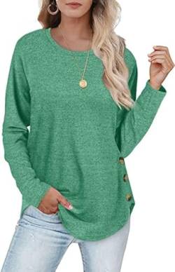 Aokosor Sweatshirt Damen Langarmshirt Leichte Rundhals Pullover Tunika Tops für Herbst Winter Grün S von Aokosor