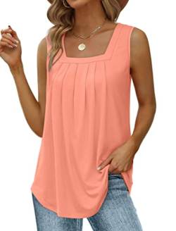 Aokosor Tank Tops Damen Sommer Ärmellose T Shirts Lockere Elegant Oberteile Square Basic Top Rosa M von Aokosor