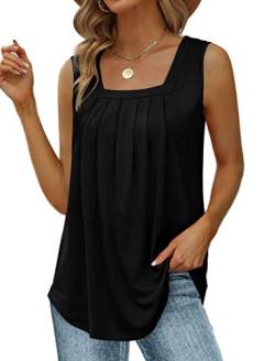 Aokosor Tank Tops Damen Sommer Ärmellose T Shirts Lockere Elegant Oberteile Square Basic Top Schwarz M von Aokosor