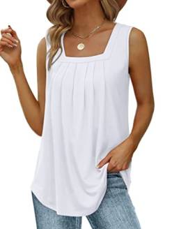 Aokosor Tank Tops Damen Sommer Ärmellose T Shirts Lockere Elegant Oberteile Square Basic Top Weiß L von Aokosor